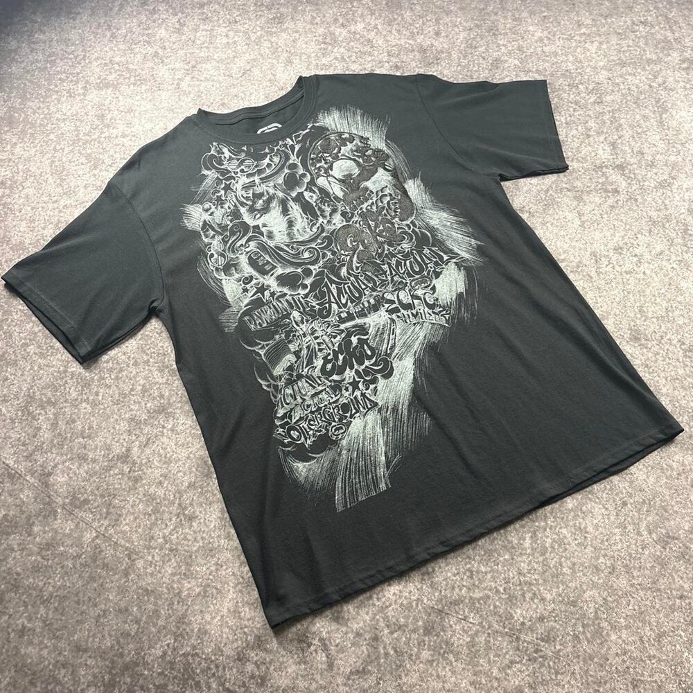 Y2K Ecko Unltd Rhino Skull Graphic T Shirt Mens Large Black Streetwear